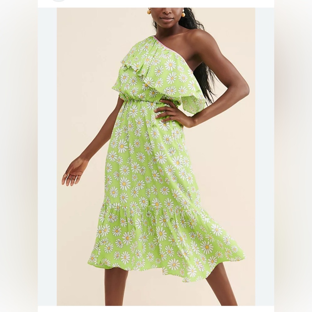 Boutique Moschino Free People Lime Green Daisy Mae Midi Dress 8 $845